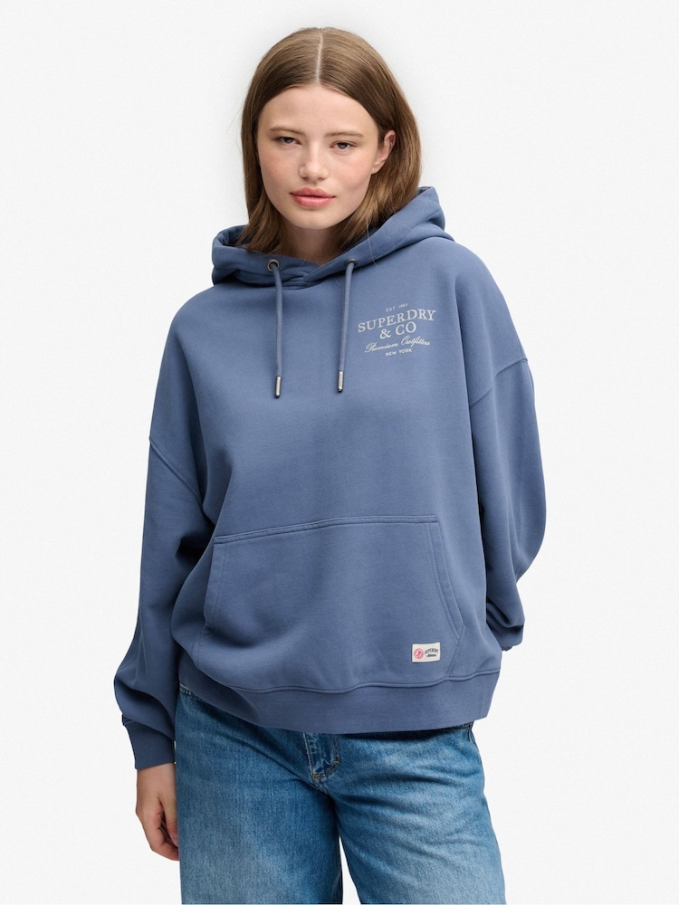 Superdry Blue Luxe Casual Relaxed Hoodie - Image 2 of 6