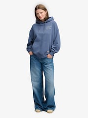 Superdry Blue Luxe Casual Relaxed Hoodie - Image 4 of 6