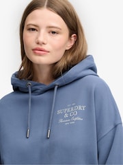 Superdry Blue Luxe Casual Relaxed Hoodie - Image 5 of 6