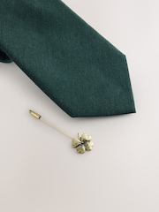 Verde - Juego de corbata, pañuelo de bolsillo y alfiler de solapa - Imagen 3 de 4