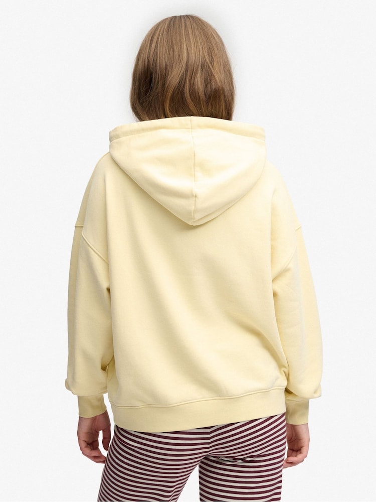 Superdry Yellow Luxe Casual Relaxed Hoodie - Image 2 of 6 Superdry Yellow Luxe Casual Relaxed Hoodie - Image 2 of 6