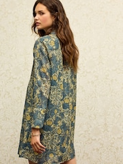 Morris & Co. Seaweed Green Pintuck Long Sleeve Mini Dress - Image 3 of 6