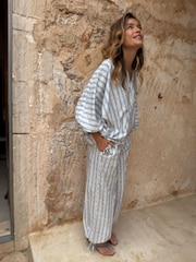 Never Fully Dressed Blue Stripe Balloon Trousers - Image 3 of 5