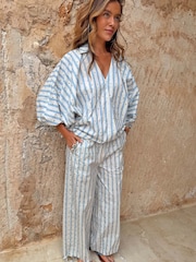 Never Fully Dressed Blue Stripe Balloon Trousers - Image 5 of 5