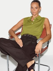 Jigsaw Green Cotton Sleeveless Polo Shirt - Image 2 of 4