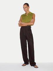 Jigsaw Green Cotton Sleeveless Polo Shirt - Image 3 of 4