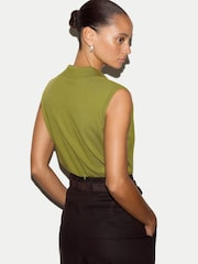 Jigsaw Green Cotton Sleeveless Polo Shirt - Image 4 of 4