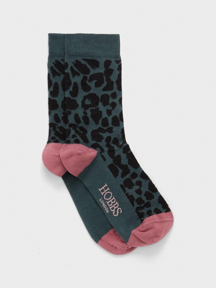 Hobbs Green Leopard Single Socks - Image 2 of 4