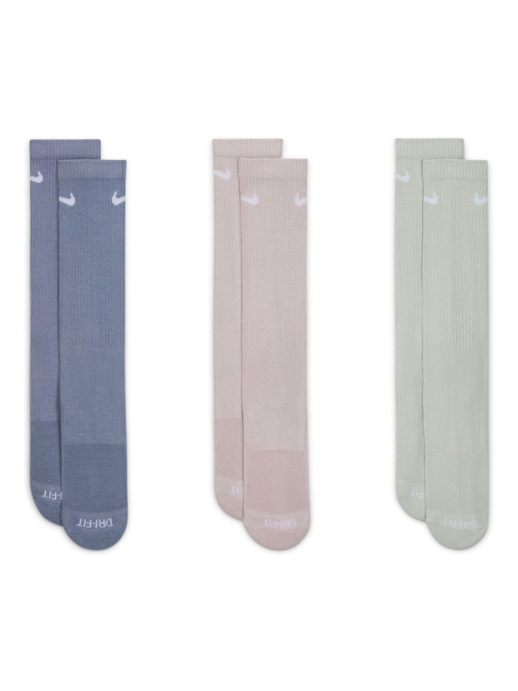 Nike Blue Crew Everyday Plus Cushioned Training Crew 100% Cotton Socks 3 Pack - Image 2 of 4