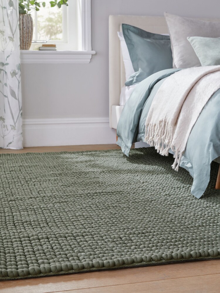 Sage Green Global Bobble Rug - Image 2 of 6