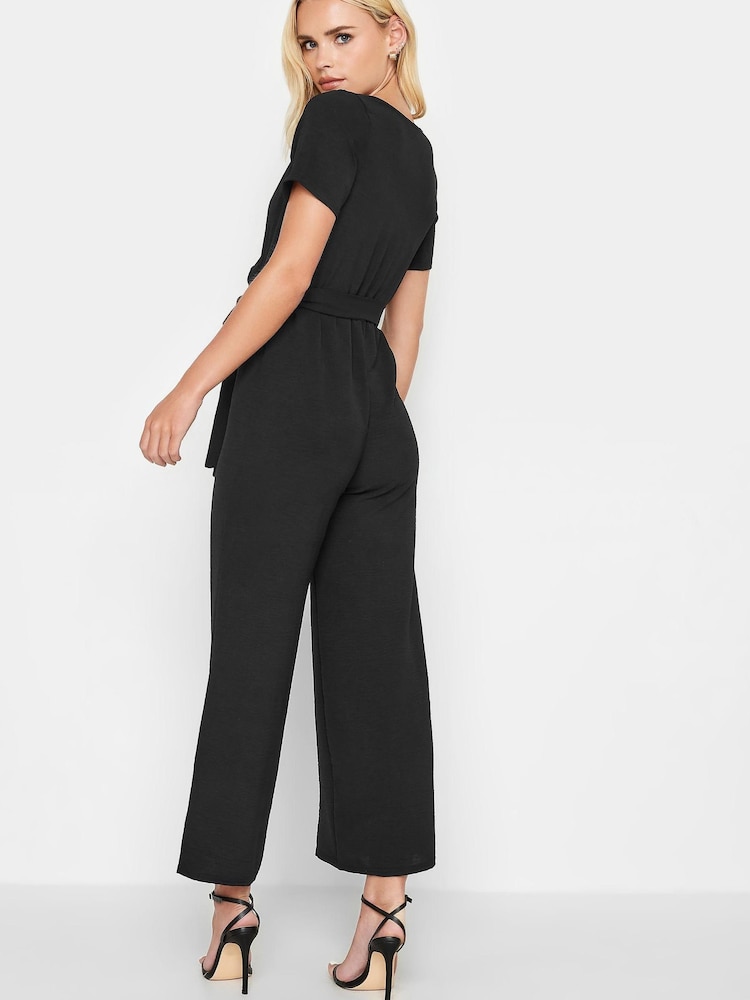 PixieGirl Petite Black Crepe Belted Wrap Jumpsuit - Image 2 of 2