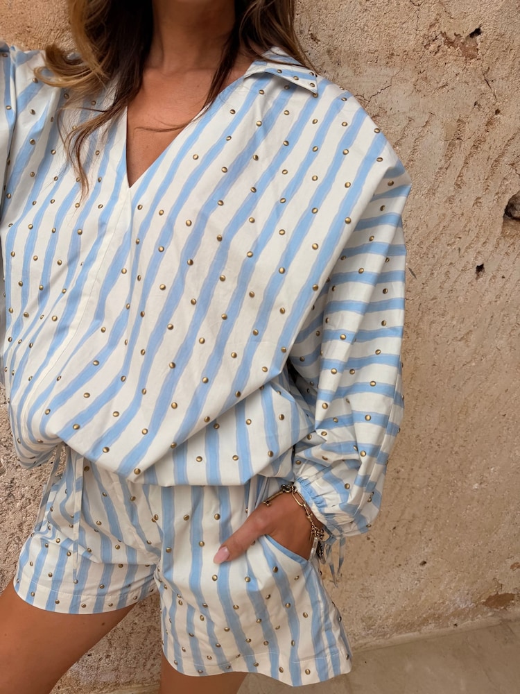 Never Fully Dressed Blue Stripe Cara Shirt - Image 1 of 5
