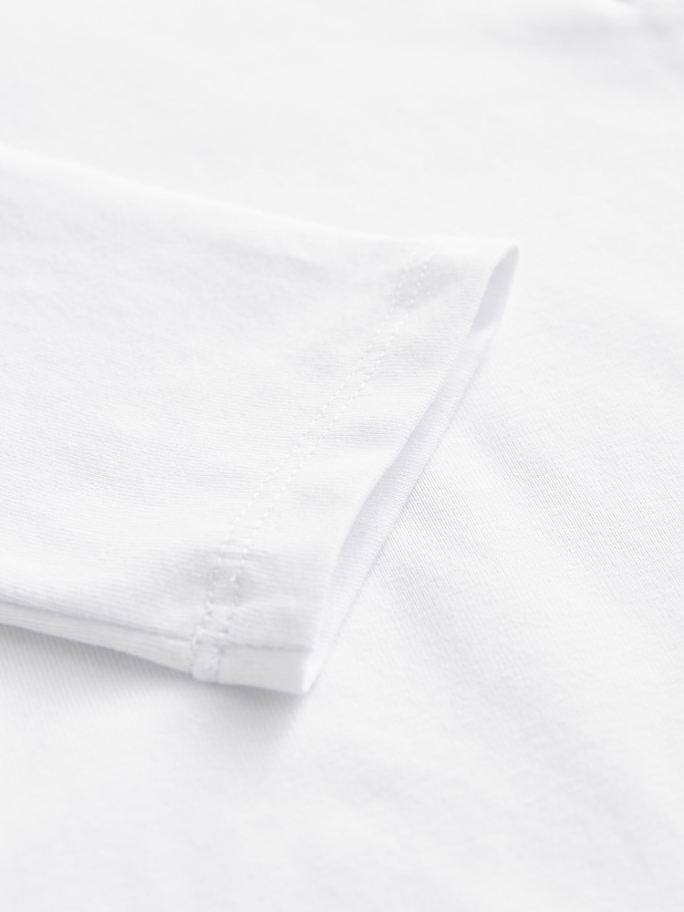 White Cotton stretch Long Sleeve Frill Collar School Polo Tops 2 Pack (3-14yrs) - Image 6 of 6