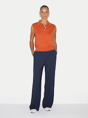 Jigsaw Orange Cotton Sleeveless Polo Shirt - Image 3 of 4