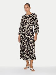 Jigsaw Brown Zebra Midi Shirt Dress - Image 1 of 7