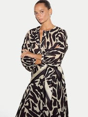 Jigsaw Brown Zebra Midi Shirt Dress - Image 5 of 7