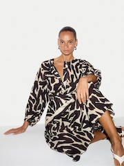 Jigsaw Brown Zebra Midi Shirt Dress - Image 6 of 7