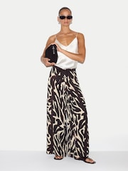 Jigsaw Brown Zebra Satin Wrap Trousers - Image 4 of 6