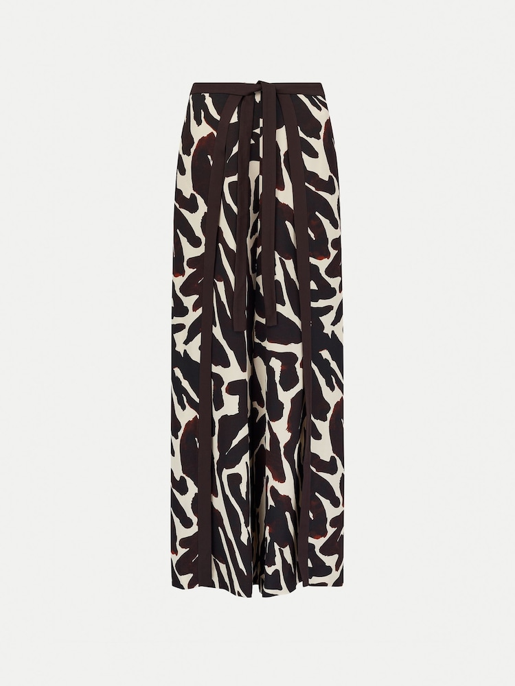 Jigsaw Brown Zebra Satin Wrap Trousers - Image 6 of 6