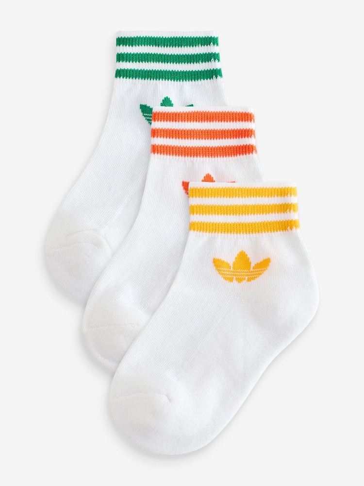 adidas Off White Trefoil Ankle Socks 3 Pack - Image 1 of 6