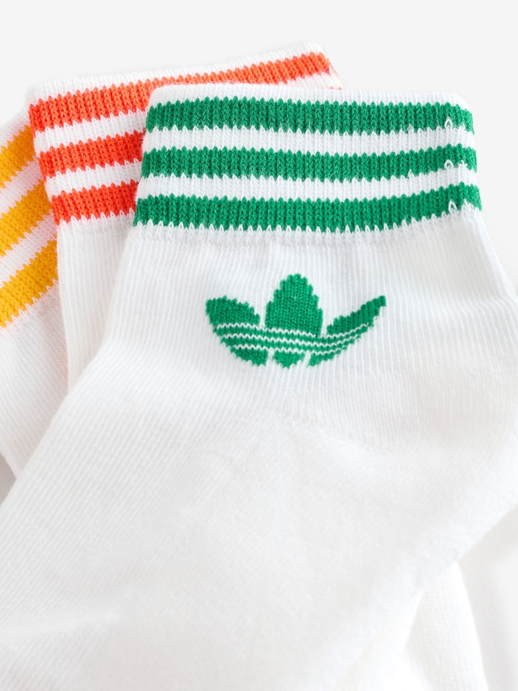 adidas Off White Trefoil Ankle Socks 3 Pack - Image 5 of 6