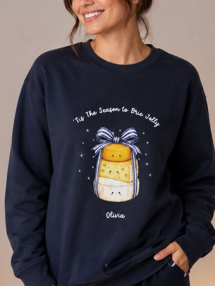 Personalised Adults Christmas Brie Sweatshirt by Koko Blossom - Image 1 of 2 Personalised Adults Christmas Brie Sweatshirt by Koko Blossom - Image 1 of 2