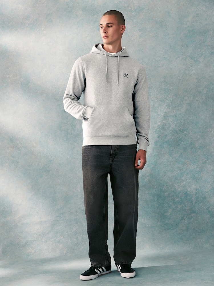 adidas originals Grey 100% Cotton Trefoil Essentials Hoodie - Image 2 of 7 adidas originals Grey 100% Cotton Trefoil Essentials Hoodie - Image 2 of 7