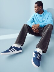 adidas originals Blue 100% Cotton Trefoil Essentials Hoodie - Image 4 of 7