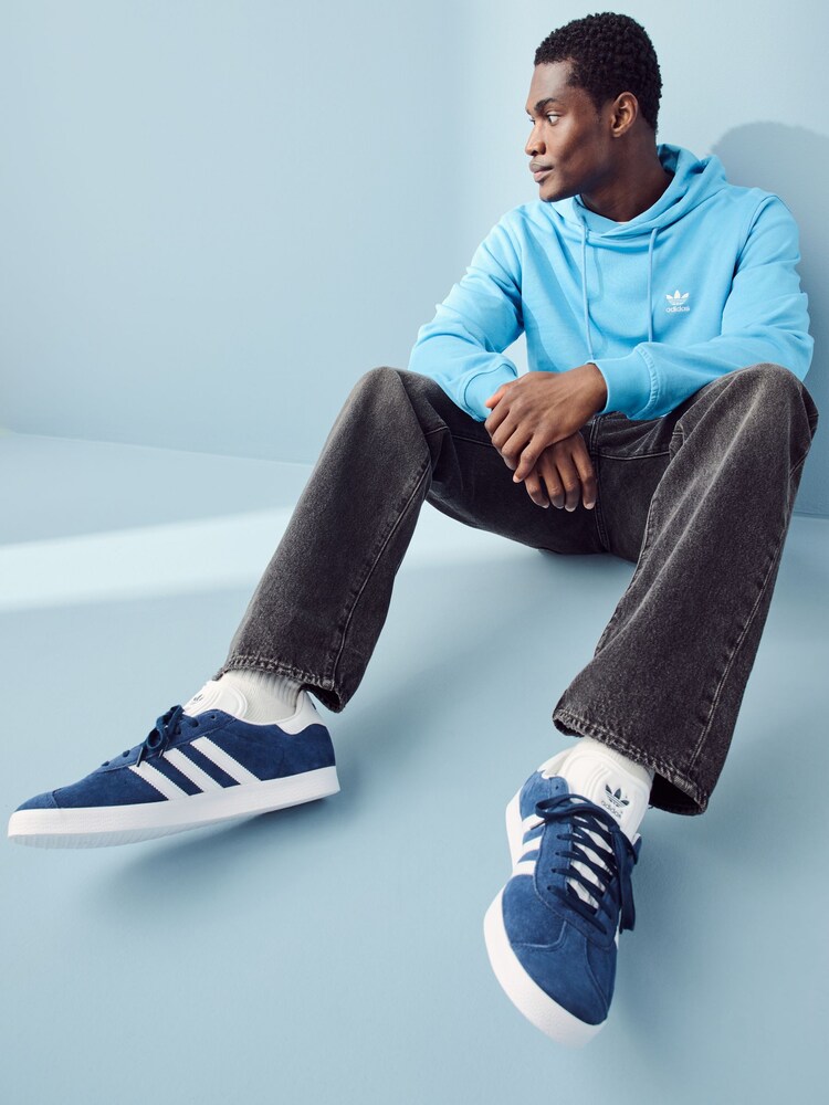 adidas originals Blue 100% Cotton Trefoil Essentials Hoodie - Image 4 of 7