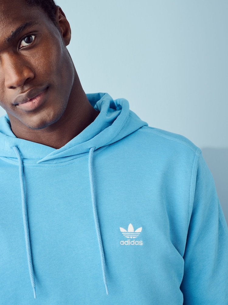 adidas originals Blue 100% Cotton Trefoil Essentials Hoodie - Image 5 of 7