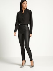 Black Sculpt Pull-On Coated Leggings - Image 1 of 7