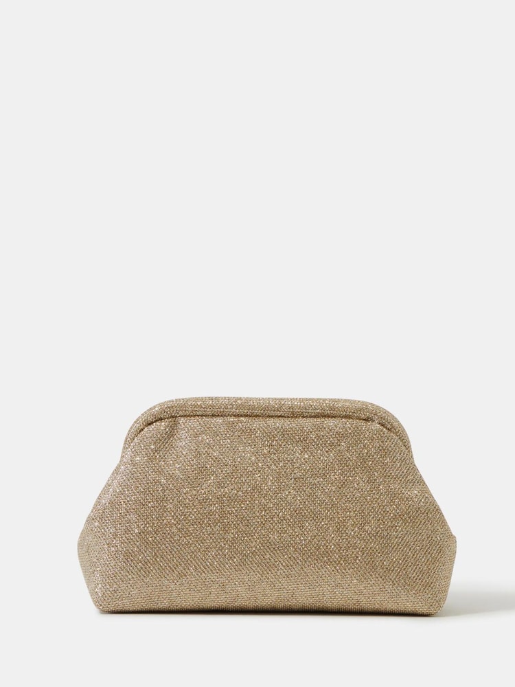 Accessorize Gold Sparkle Cloud Clutch Bag - Image 1 of 3