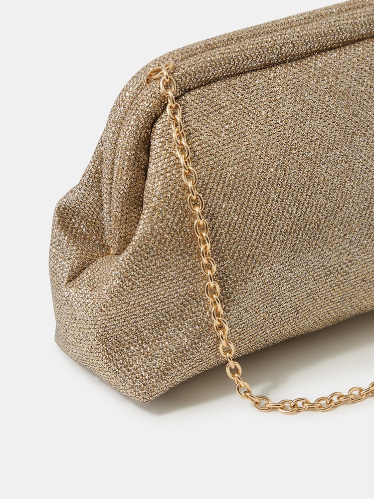Accessorize Gold Sparkle Cloud Clutch Bag - Image 2 of 3