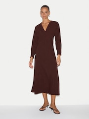 Jigsaw Brown V-Neck Godet Dress - Image 1 of 5