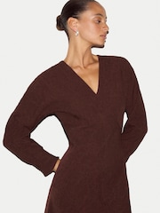 Jigsaw Brown V-Neck Godet Dress - Image 2 of 5