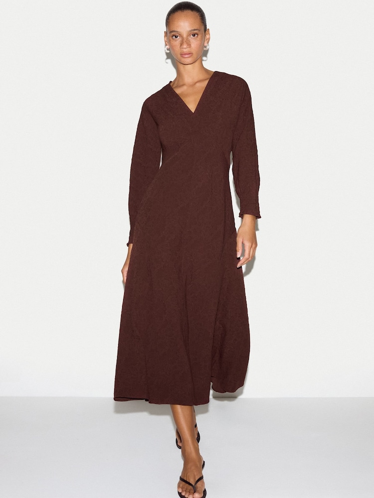 jigsaw brown dress Womens V-Neck Godet US 6 Color:Burnt_Orange bold way to elevate Dress + Coverups Red/Black Floral Print Dress
