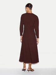 Jigsaw Brown V-Neck Godet Dress - Image 4 of 5