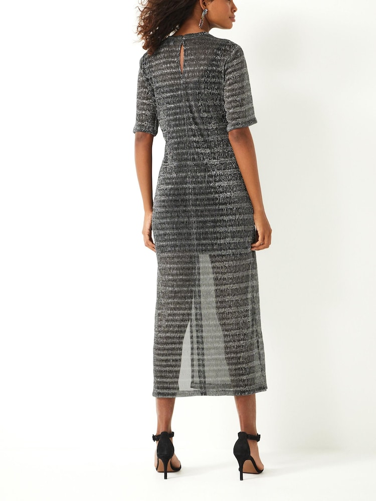 Silver Sparkle Short Sleeve Midi T-Shirt Dress - Image 2 of 6