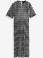 Silver Sparkle Short Sleeve Midi T-Shirt Dress - Image 5 of 6
