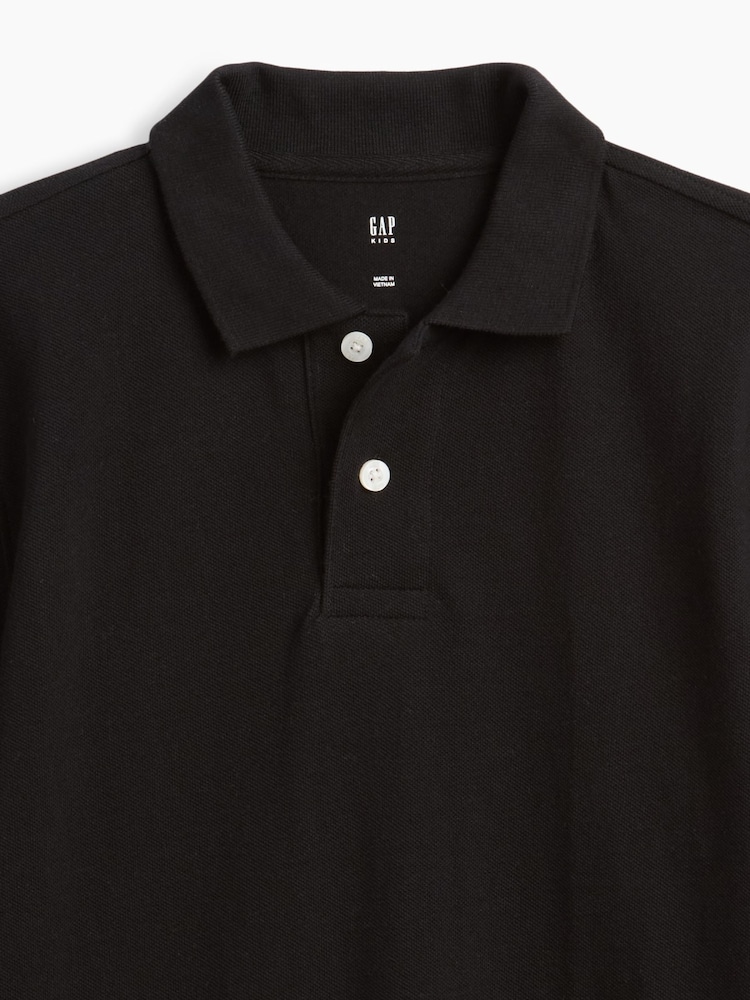 Gap Black Uniform Pique Long Sleeve Polo Shirt (4-13yrs) - Image 3 of 3