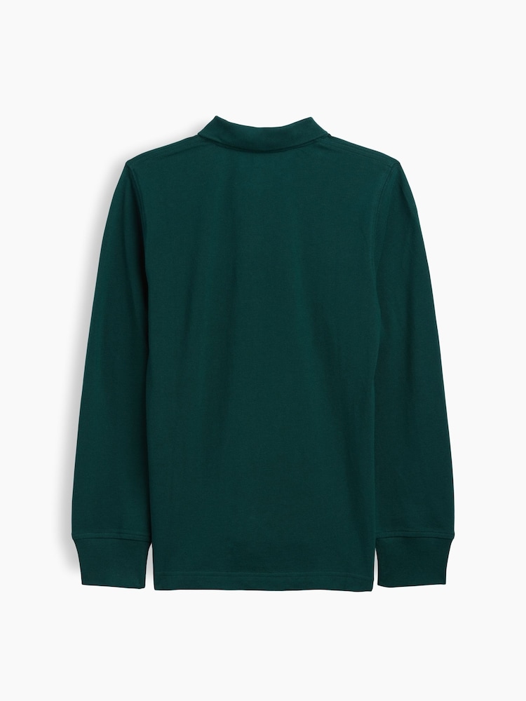 Gap Green Uniform Pique Long Sleeve Polo Shirt (4-13yrs) - Image 2 of 3 Gap Green Uniform Pique Long Sleeve Polo Shirt (4-13yrs) - Image 2 of 3