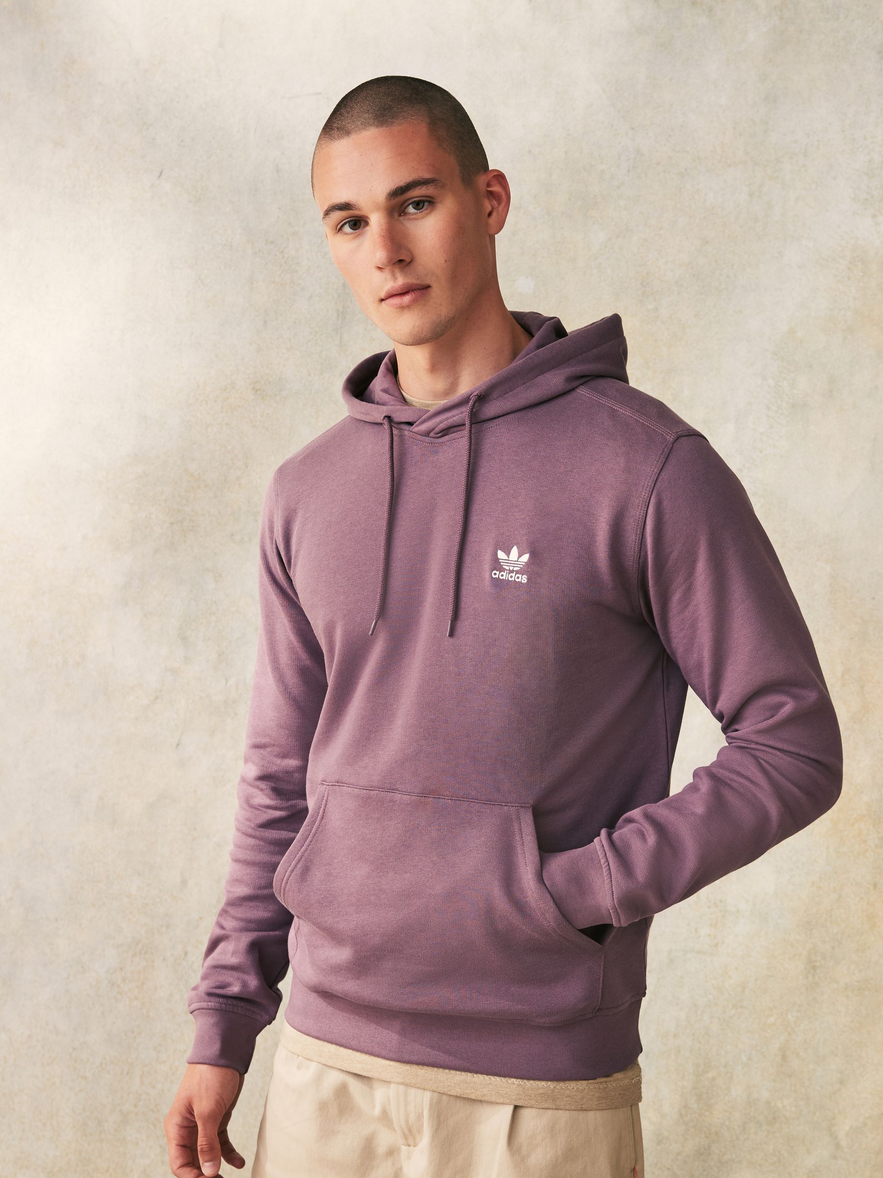 adidas originals Purple 100 Cotton Trefoil Essentials Hoodie