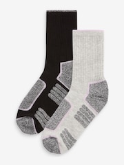 Black/Grey Next Active Sports Walking Ankle Socks 2 Pack - Image 1 of 4