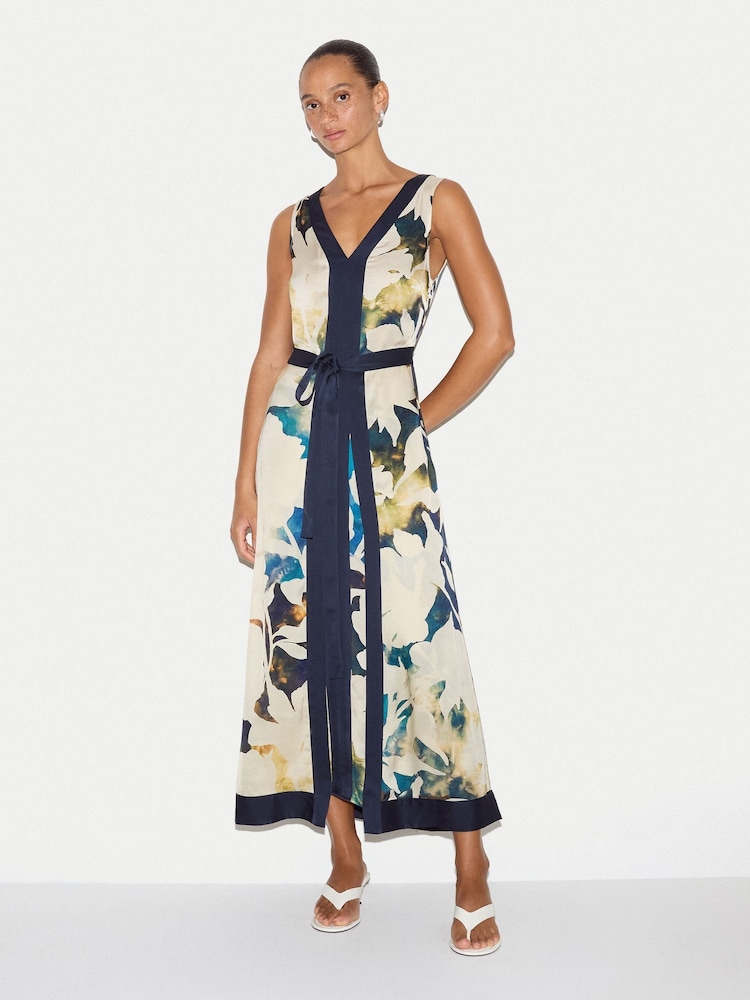 Jigsaw Shadow Floral Satin Wrap Dress - Image 1 sur 5