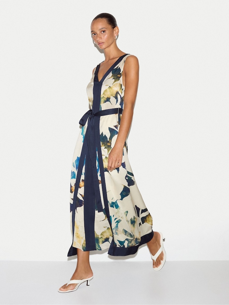 Jigsaw Shadow Floral Satin Wrap Dress - Image 2 sur 5