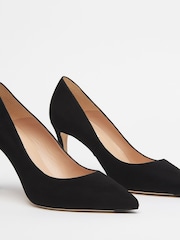 LK Bennett Black Floret Suede Pointed Toe Courts - Image 2 of 4