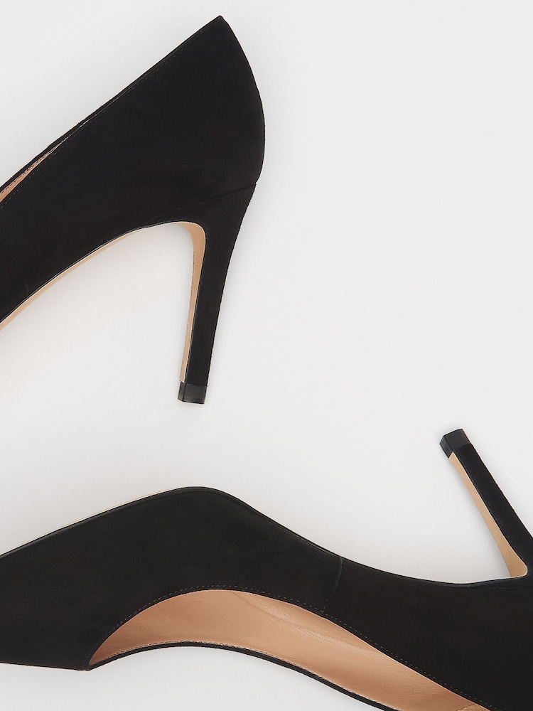 LK Bennett Black Floret Suede Pointed Toe Courts - Image 4 of 4