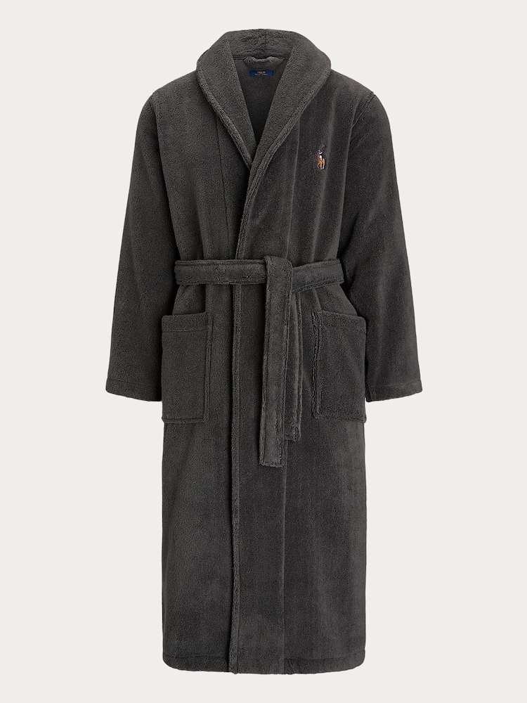 Polo Ralph Lauren Dark Grey Shawl Collar Dressing Gown - Image 4 of 5