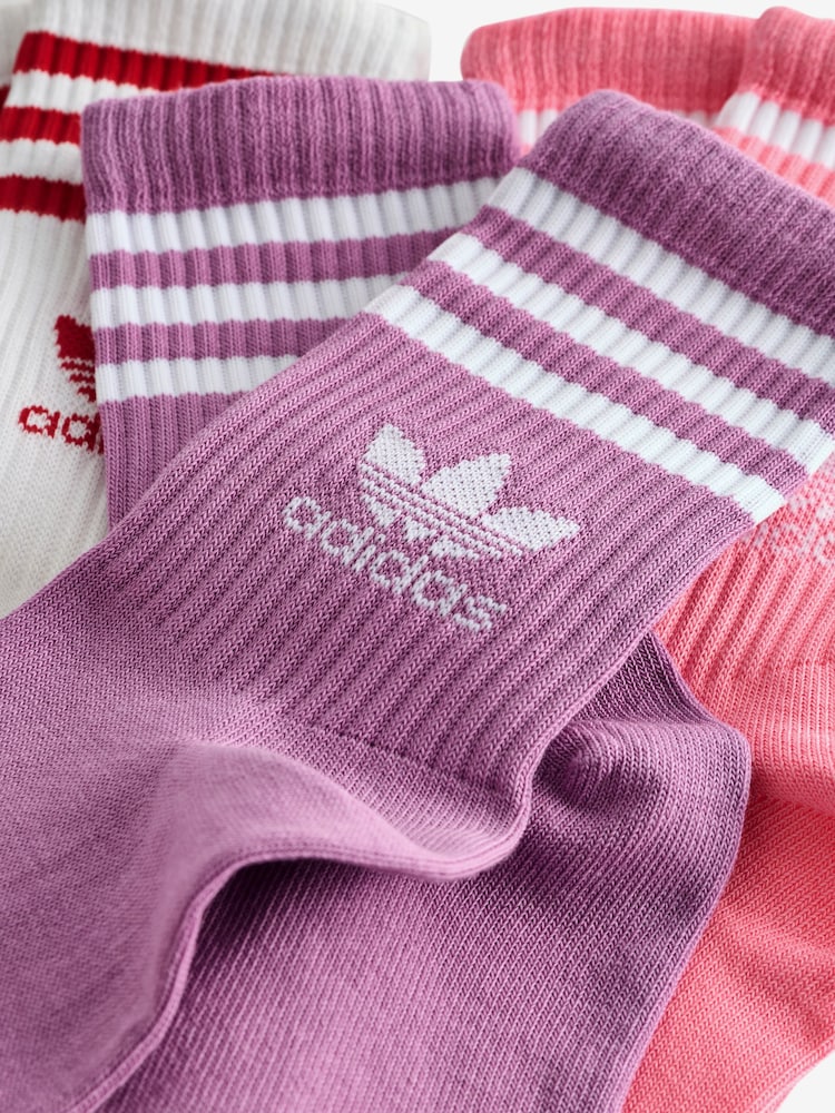 adidas Originals Purple 3 Pack Mid Cut Crew Socks 3 Pack - Image 3 of 4