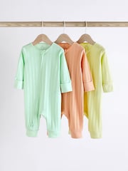Bright Baby Footless 2 Way Zip Sleepsuits 3 Pack (0mths-3yrs) - Image 1 of 8